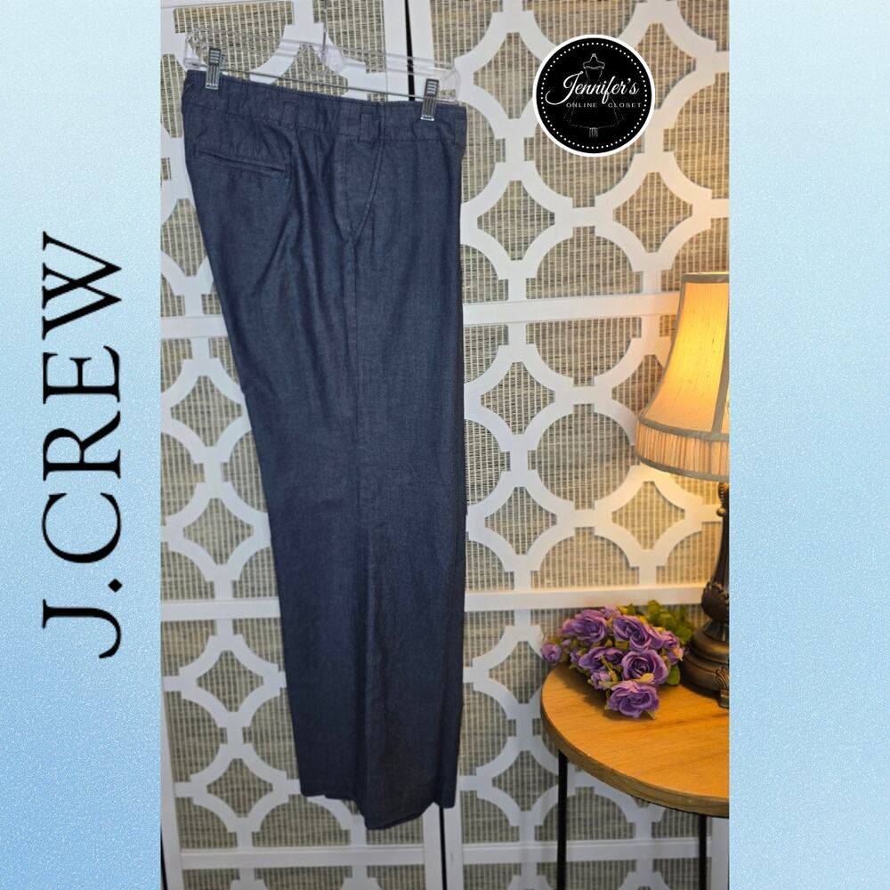 J. Crew Women's Dark Chambray Lightweight Wide Leg Pants Size 10